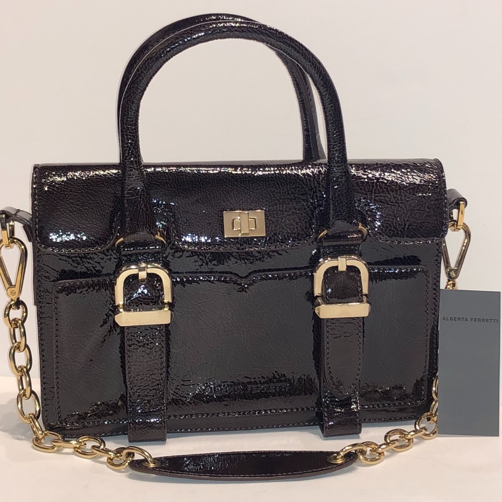 Alberta Ferretti Chocolate Patent Leather Bag